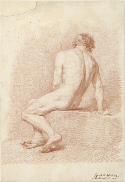 Homme nu assis, vu de dos - Jacob Willemz. de Vos