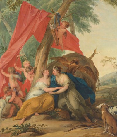 Jupiter, déguisé en Diane, séduisant la nymphe Callisto - Jacob de Wit (signed by artist)