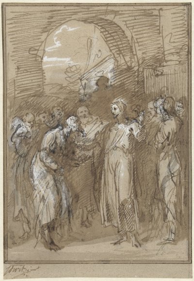 Christ au milieu des pharisiens devant une porte - Jacob de Wit