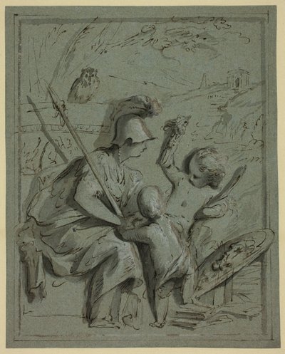 Minerva avec deux putti - Jacob de Wit