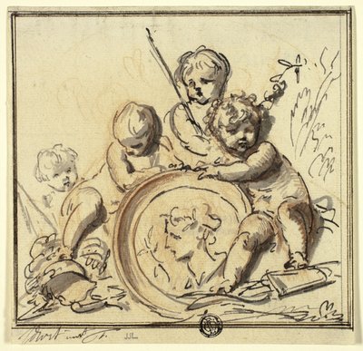 Putti avec médaillon - Jacob de Wit