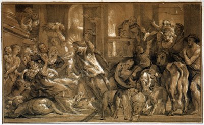 Christ chassant les marchands du Temple - Jacob the Elder (after) Jordaens