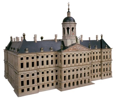 Vigilance. Sculpture près de la maquette du nouvel hôtel de ville sur la place du Dam. - Jacob van Campen