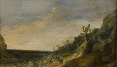 Paysage de montagne avec vue sur une rivière et la mer - Jacob van Geel