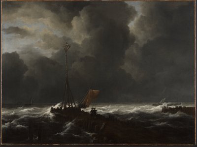 Mer agitée à une jetée - Jacob van Ruisdael