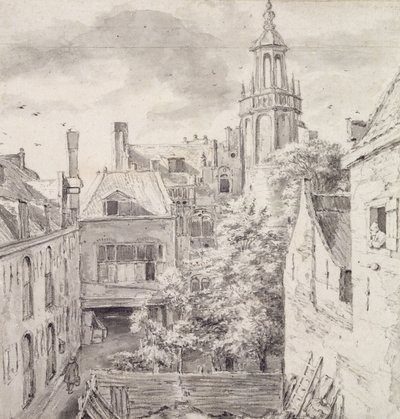 Vue de la cour de la maison des archers de la guilde de Saint-Sébastien sur le Singel à Amsterdam - Jacob van Ruisdael