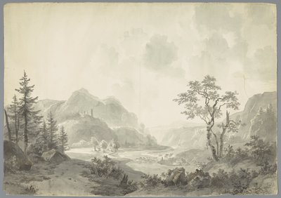 Paysage de montagne avec une rivière - Jacob van Strij