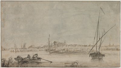 Vue de Dordrecht depuis la rivière - Jacob van Strij