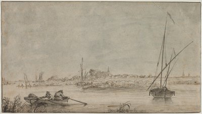 Vue de Dordrecht depuis le fleuve, 1775-1815 - Jacob van Strij