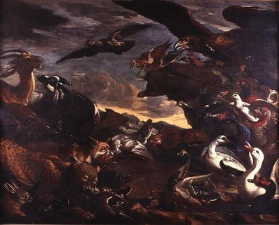 La bataille des oiseaux et des bêtes - Jacob van der Kerckhoven