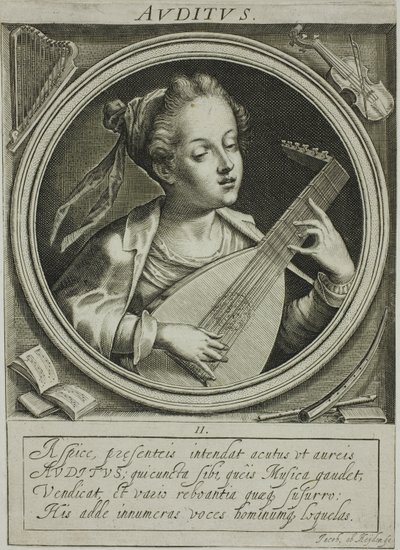 Le son, deuxième planche des Cinq Sens - Jacob van der Heyden