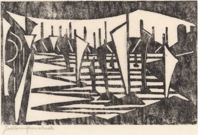 Composition (Bateaux dans un port) - Jacoba van Heemskerck (signed by artist)