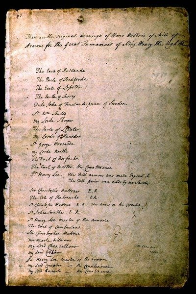 Index des armures de An Elizabethan Armourers Album, c.1589 - Jacobe Halder