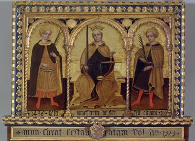 Justice entre Saint Félix et Saint Fortunato - Jacobello del (attr. to) Fiore