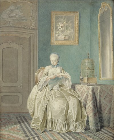 Jeune fille brodant - Jacobus Buys