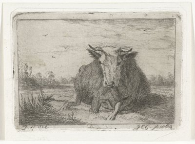 Vache couchée vue de face - Jacobus Cornelis Gaal