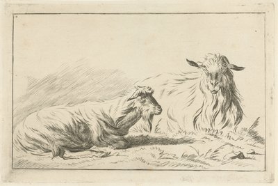 Deux chèvres couchées - Jacobus Cornelis Gaal