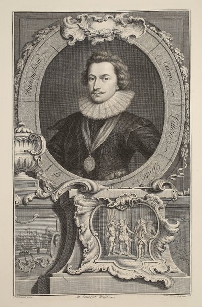 Portrait de George Villiers, duc de Buckingham, illustration de « Têtes de personnes illustres de Grande-Bretagne », publié par Knapton, Londres 1742 - Jacobus Houbraken