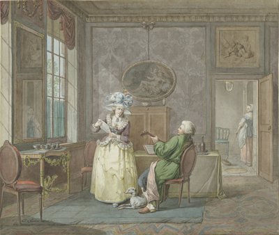 Couple jouant de la musique dans un intérieur - Jacobus Johannes Lauwers