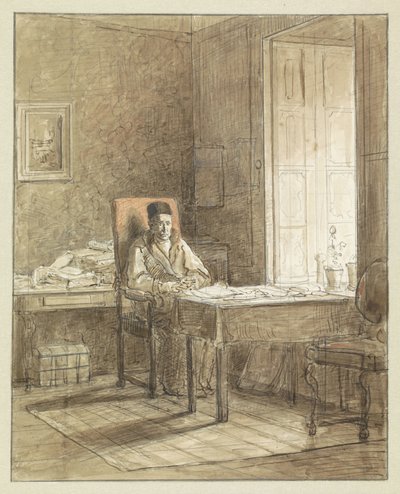 Portrait de Gerrit Lamberts, assis dans un fauteuil au Cabinet des estampes - Jacobus Ludovicus Cornet