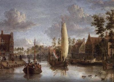 Un canal avec des barges - Jacobus Storck