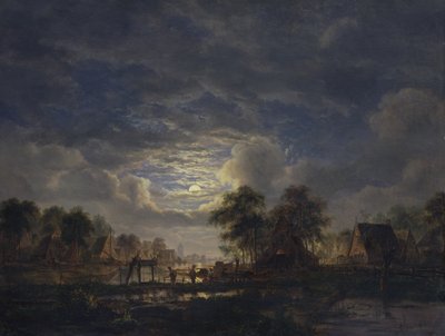 Village sur un canal, 1840 - Jacobus Theodorus Abels