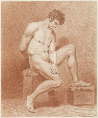 Homme nu assis, vers la droite - Jacobus Wijsman