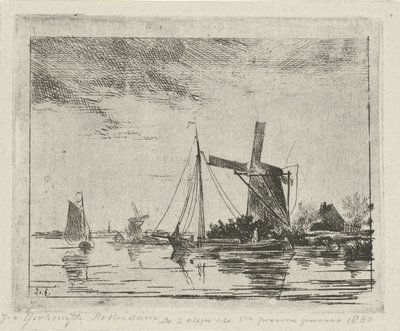 Vue de rivière avec moulin - Jacobus van Gorkom jr.