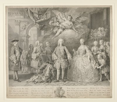 Ferdinand VI et sa reine Maria Barbara de Braganza avec Scarlatti et le célèbre castrat italien Farinelli - Jacopo (after) Amigoni