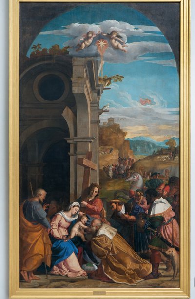 Adoration des Mages en présence de Sainte Hélène - Jacopo (c.1480 1528) Palma