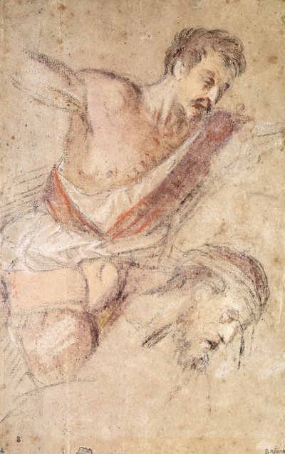 Études pour une flagellation : Un homme fouettant et la tête du Christ - Jacopo Bassano