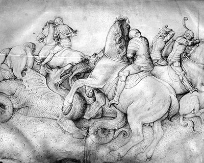 Bataille contre des dragons, c.1450 - Jacopo Bellini