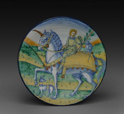 Assiette : Homme chevauchant une licorne, vers 1510 - Jacopo Caffagiolo