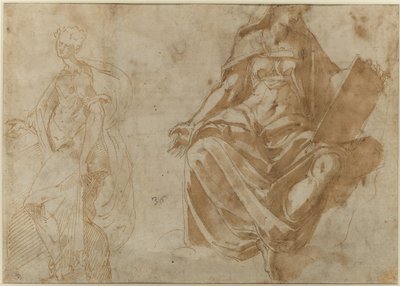 Sainte Cécile et une Figure Féminine Assise Tenant un Livre - Jacopo Ianguidi Bertoia