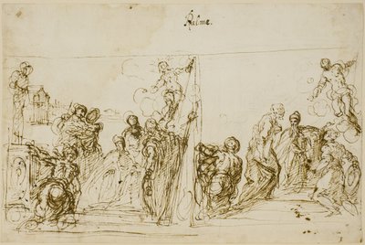 Deux esquisses de composition pour la peinture votive du Doge Pasquale Cicogna, Sala del Pregadi, Palazzo Ducale, Venise - Jacopo Palma