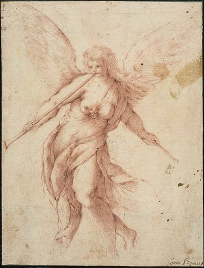 La renommée soufflant dans une trompette - Jacopo Palma il Giovane