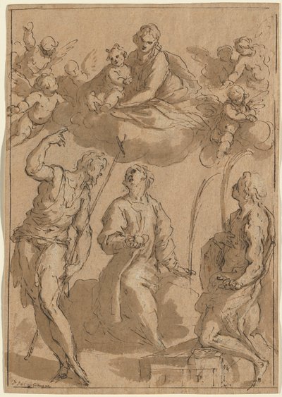 Madone et enfant en gloire avec les saints Jean-Baptiste, Étienne et Laurent - Jacopo Palma il Giovane