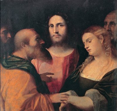 Le Christ et la femme adultère, 1525-1528 - Jacopo Palma il Vecchio the Elder