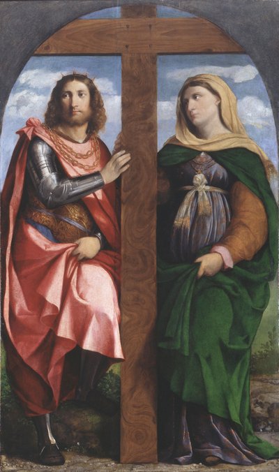 Exaltation de la Croix. Saints Constantin le Grand et Hélène, 1520-1522 - Jacopo Palma il Vecchio the Elder