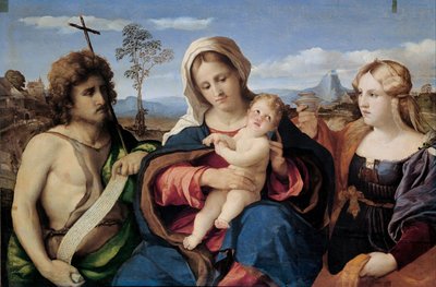 Madone et Enfant avec Saint Jean-Baptiste et Marie-Madeleine - Jacopo Palma il Vecchio the Elder