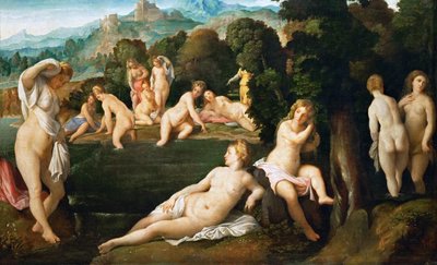 Nymphes se baignant - Jacopo Palma il Vecchio the Elder