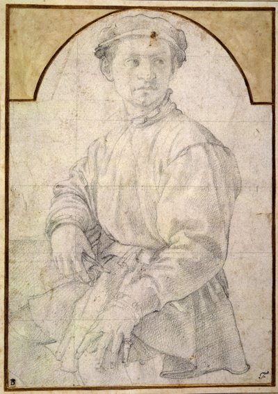 Un jeune homme assis portant un bonnet - Jacopo Pontormo