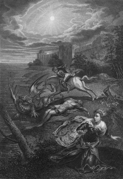 Saint Georges et le dragon (gravure) - Jacopo Robusti (after) Tintoretto