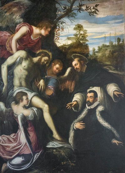 Christ mort soutenu par trois anges, saint Dominique et donateur - Jacopo Robusti Tintoretto