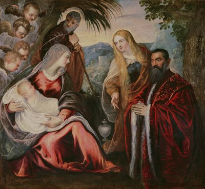 Sainte Famille avec Matteo Saranzo - Jacopo Robusti Tintoretto