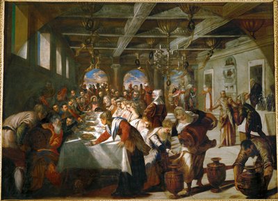 Les noces de Cana ... (huile sur toile) - Jacopo Robusti Tintoretto