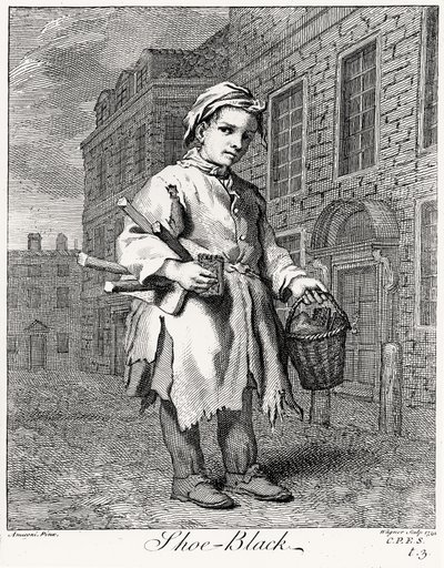 Le cireur de chaussures, gravé par Wagner, 1739 - Jacopo after Amiconi