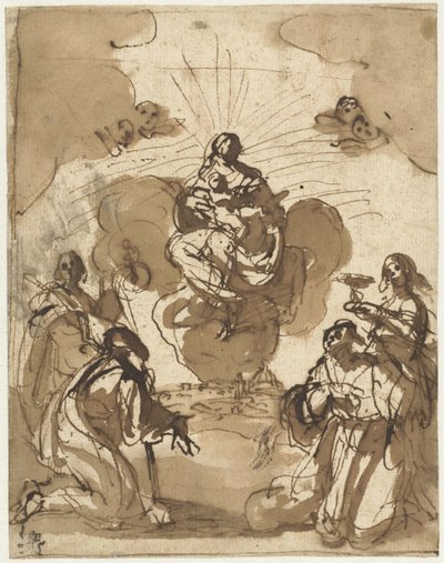 Quatre saints adorant Marie - Jacopo da Empoli