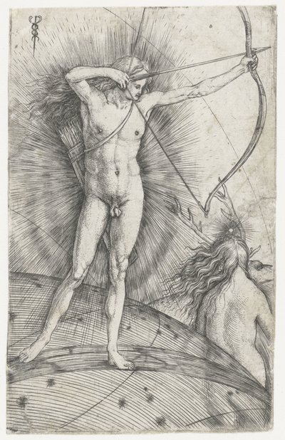 Apollon avec arc et flèches sur globe céleste et Diane avec cerf - Jacopo de