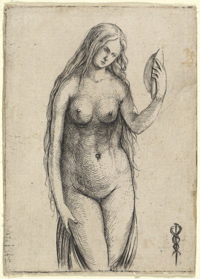 Femme nue tenant un miroir Allégorie de la Vanité - Jacopo de Barbari